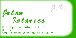 jolan kolarics business card